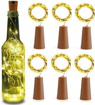 Smuf 20 LEDs 2.04 m Gold Steady String Rice Lights(Pack of 6)