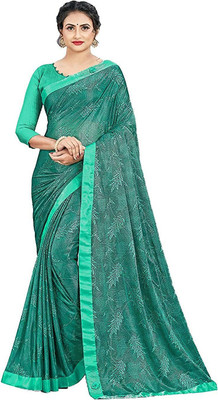 ARRA ENTERPRISE Embroidered Bollywood Lycra Blend, Lace Saree(Dark Green)