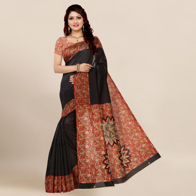 Vimalnath Synthetics Printed Bollywood Art Silk Saree(Black)