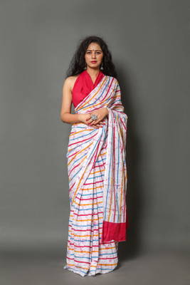 NIKHILAM Printed Daily Wear Pure Cotton Saree(Multicolor)
