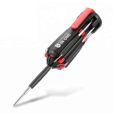 QBIC Multi Functional 8 in 1 Screwdriver Tool Set with 6 LED Torch Portable LED Torch Light Up Repair Tools Set / Compact Screwdriver Tool Set Combination Screwdriver Set(Pack of 1)