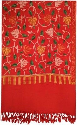 Soul Essence Wool Embroidered Women Shawl(Red)