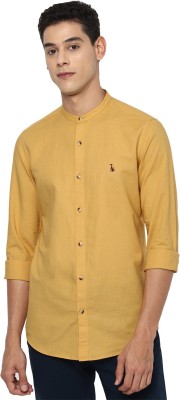 Simon Carter Men Solid Casual Yellow Shirt