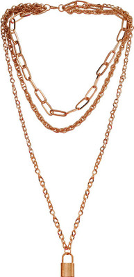 M Men Style Round and Flat Coin Three Layered Golden Alloy Neckalce Chain For Womens Gold-plated Brass, Alloy Pendant Set