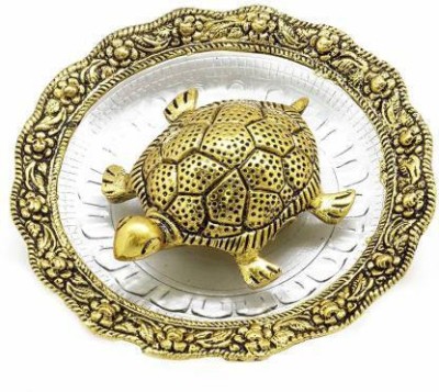 AKSHAT ENTERPRISES _Brass Turtle with Glass Stand _ Decorative Showpiece  -  5 cm(Brass, Glass, Gold Plated, Copper)