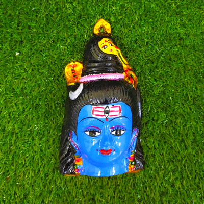 Epoojacart Shiva Face- Shiva idol- Shiv face for pooja- Mahadev face- Hara hara shankar face Decorative Showpiece  -  7.6 cm(Metal, Multicolor)