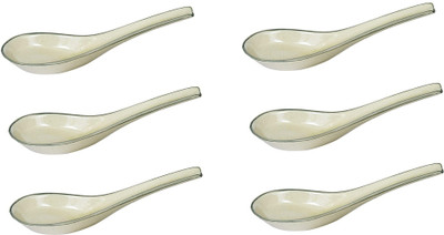 VolCraft Sea Green Ceramic/Stoneware Handmade Ceramic Soup Spoon Set(Pack of 6)