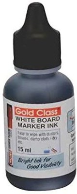 GoldClass White Board Marker Ink(15ml)-Pack of 10(Black). Easily refillable | Bold Round tip | Suitable for Multiple Surfaces | Office Stationery | School Stationery Stamp Pad Ink(15 ml)