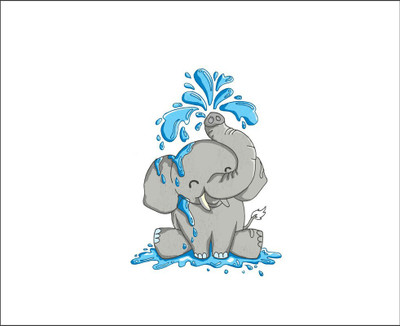 Vijaya enterprises 91 cm Cuit baby elephant shower water wall sticker size (91x85cm) Self Adhesive Sticker(Pack of 1)