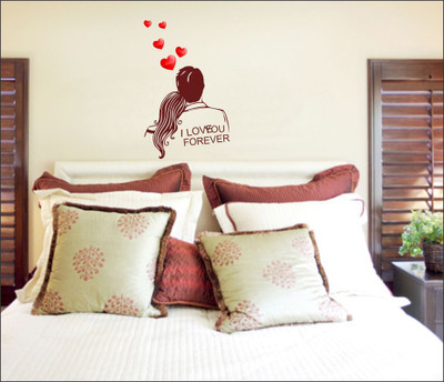 Vijaya enterprises 91 cm I love you couple forever wall sticker (60x98 cm) Self Adhesive Sticker(Pack of 1)