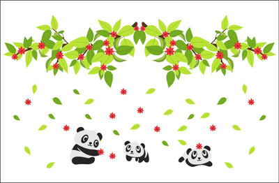 Vijaya enterprises 91 cm Beautiful pandas baby on the tree wall sticker size (91c51 cm) Self Adhesive Sticker(Pack of 1)