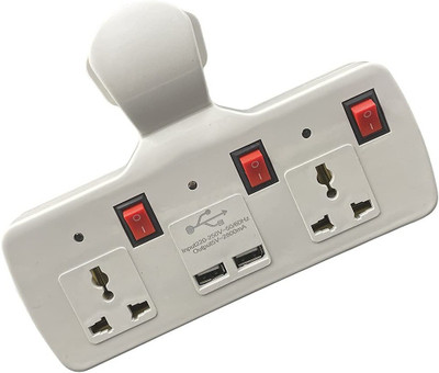 SANNO WORLD 4+3 USB Universal Multi Plug Point Compatibility Wall Socket Extension Board with Individual Switch Buttons and Fast Charging Port 4  Socket Extension Boards(White, 0 m, With USB Port)