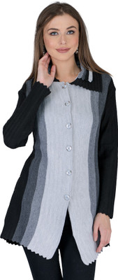 lady willington Striped Collared Neck Casual Women Multicolor Sweater