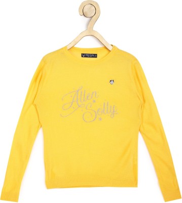 Allen Solly Printed Round Neck Casual Girls Yellow Sweater