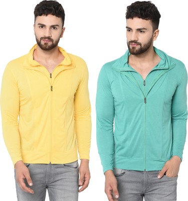 Jaskart Solid Men Polo Neck Yellow, Light Green T-Shirt