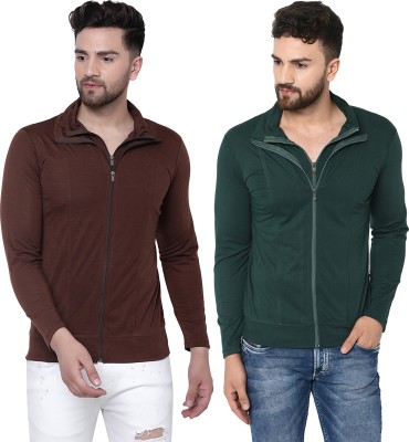 Jaskart Solid Men Polo Neck Dark Green, Brown T-Shirt