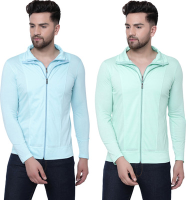 Adorbs Solid Men Polo Neck Light Blue, Light Green T-Shirt