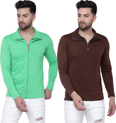 Jaskart Solid Men Polo Neck Brown, Light Green T-Shirt