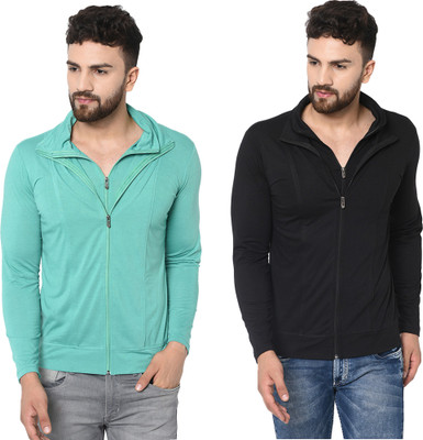 Jangoboy Solid Men Polo Neck Green, Black T-Shirt