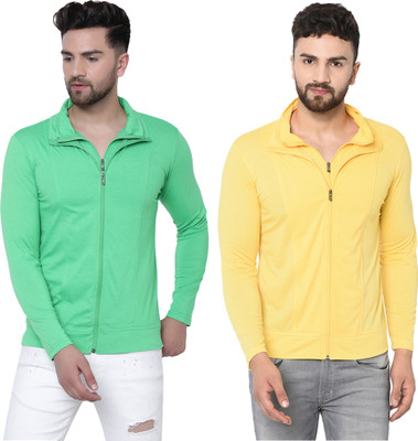 Jaskart Solid Men Polo Neck Light Green, Yellow T-Shirt