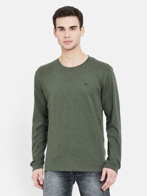 METTLE Solid Men Round Neck Light Green T-Shirt
