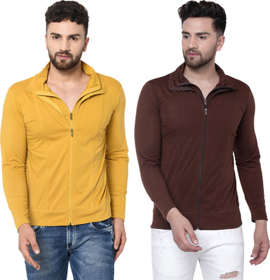 Unite Wear Solid Men High Neck Gold, Brown T-Shirt