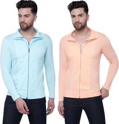 Jaskart Solid Men Polo Neck Light Blue, Orange T-Shirt