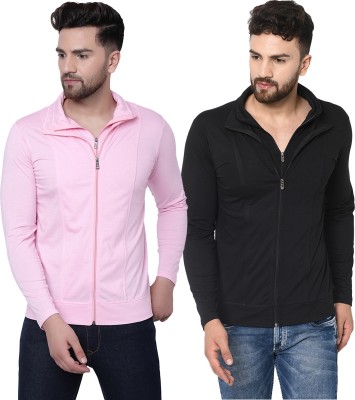 Jangoboy Solid Men Polo Neck Pink, Black T-Shirt