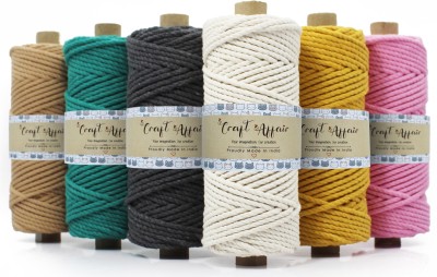 Craft Affair White, Brown, Sea Green, Baby Pink, Mustard Yellow, Charcoal Grey Thread(20 m Pack of6)