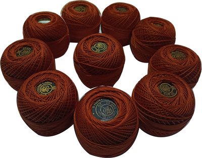 Quickcollection Red Rose Embroidery Crochet Yarn Ball Stitching Thread Dn. No. 341 Thread(90 m Pack of10)