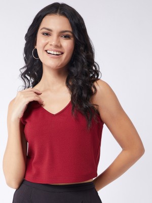 ZIMA LETO Casual Solid Women Red Top
