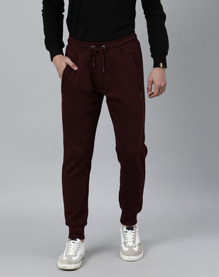 Rare Rabbit Solid Men Maroon Track Pants