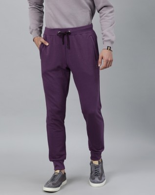 Rare Rabbit Solid Men Purple Track Pants