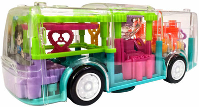 N2J2 SHOP Transparent Concept Racing Bus with 3D Light & Sound Effects 360 Degrees Rotating Bus for Boys Girls Kids(Multicolor)(Multicolor, Pack of: 1)