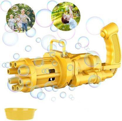 Ghoniya enterprise Bubble Machine Gun Gatling Model Bubble Gun Machine for Kids Bubble Machine for Parties Indoor Outdoor Toys Gift Bubble Maker Bubble Blower Toy Not Include Battery & Bubble Liquid[multicolor] Guns & Darts (Yellow)(Multicolor)