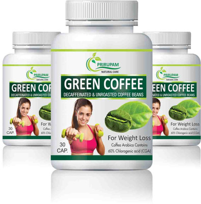 Prirupam Green Coffee Bean Extract for Weight Loss - 30 Capsules.(Pack of 3, 90 Capsules)