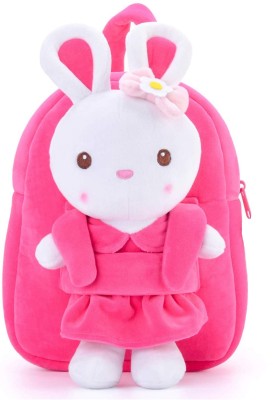 Frantic Full Body Pink Rabbit Kids School Bag Plush Bag(Pink, 10 L)