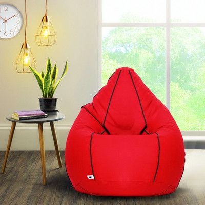 Devogue XXL Tear Drop Bean Bag Cover  (Without Beans)(Red)
