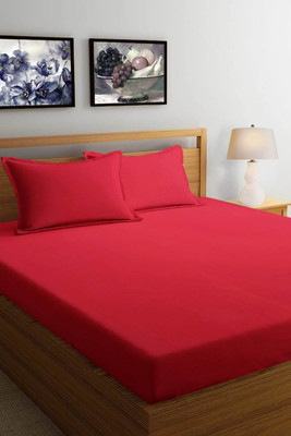 TYLORSTYLE 220 TC Polycotton Double Printed Flat Bedsheet(Pack of 1, Red)