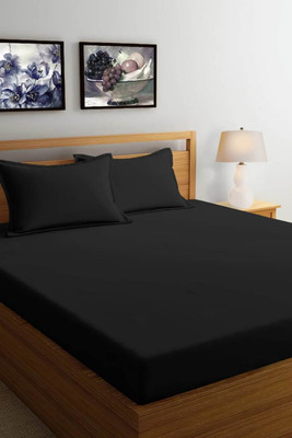 TYLORSTYLE 220 TC Polycotton Double Printed Flat Bedsheet(Pack of 1, Black)