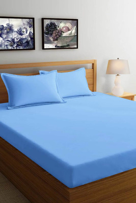 TYLORSTYLE 220 TC Polycotton Double Printed Flat Bedsheet(Pack of 1, Blue)