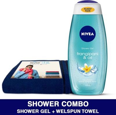 NIVEA Body Wash, Frangipani & Oil Shower Gel, 500 ml with Welspun Face Towel  (500 ml)
