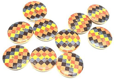 ZENITH Wooden Rainbow Round 10 pc Buttons Designer Traditional for Suits Dresses Jackets Coats Craft DIY (Rainbow Round 10)Multicolor Metal Buttons(Pack of 10)
