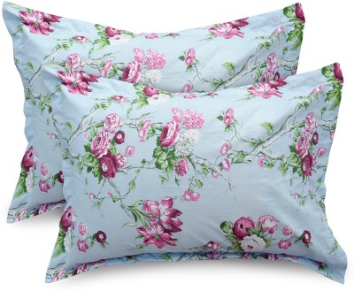 AVI Floral Pillows Cover(Pack of 2, 43.18 cm*68.58 cm, Pink, Green)