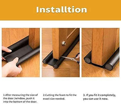 Shreejee Door Seal Twin Draft Draft Guard Door Closer Pack of 3 Door Mounted Door Stopper Durable Floor Mounted Door Sealing Strip Guard Door Mounted Door Stopper(Brown)