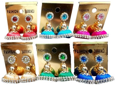 SRI Earrings 06 Colourful Silk Thread Earrings for Girls Fabric Earring Set