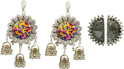AER Creations Combo Of Stylish Jhumka Dangle And half Moon Shape Earring German Silver Brass Drops & Danglers