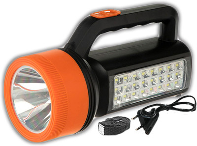 iDOLESHOP Rechargeable 75W Laser Long Range Torch with 24 Big SMD Led Side 8 hrs Torch Emergency Light(Orange)