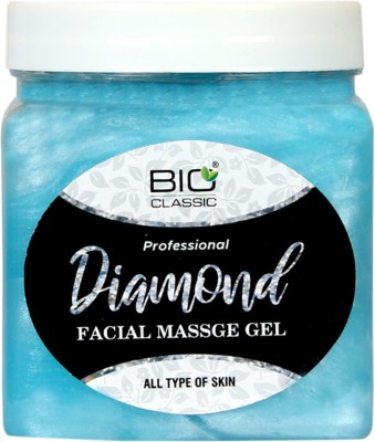 BIO CLASSIC Professional Diamond Natural Face Massage Gel For Smoothness, bright & Radiance Facial Glow, soft, smooth, glowing & Skin-Whitening Facial Massage Gel for Men And Women - All Skin Type(500 g)