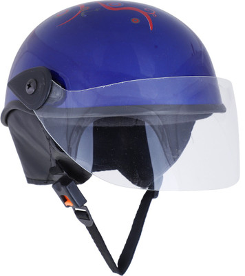 Sage Square Multi-Purpose Half Helmet Motorbike Helmet For Unisex Adult Motorsports Helmet(Blue Glossy Red Sticker)